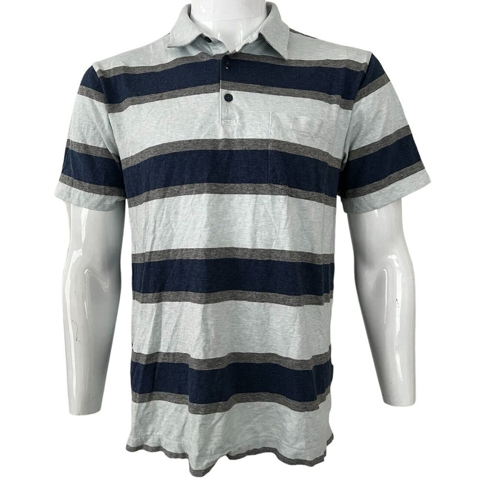Patagonia Shirt Mens Size M Striped Polo Organic Cotton Short Sleeve Pocket